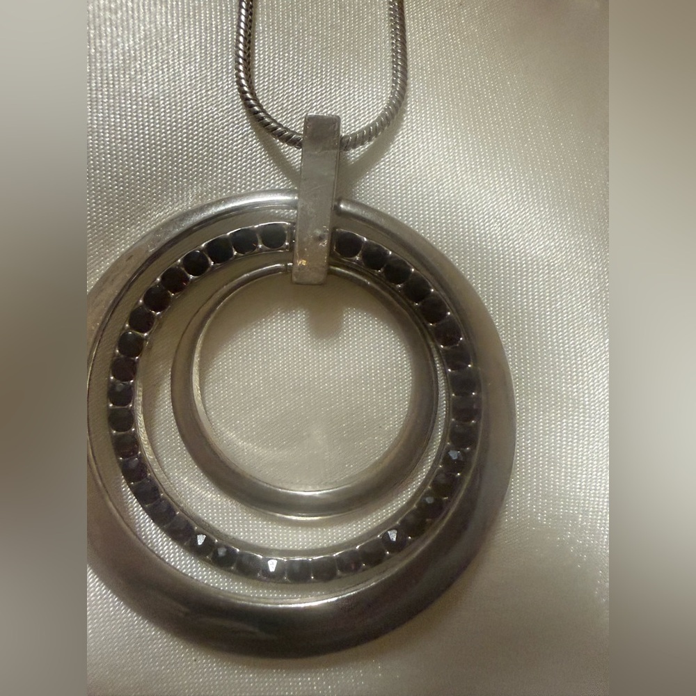 Elegant Silver and Deep Red Pendant Necklace